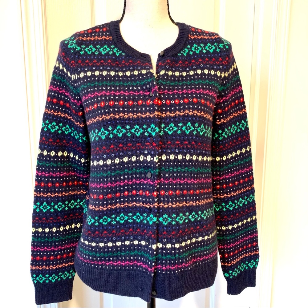TALBOTS Fair Aisle Lambswool Blend Sweater—SZ. Med
